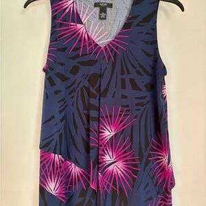 Alfani Navy Tank Top with Hot Pink Palm Print